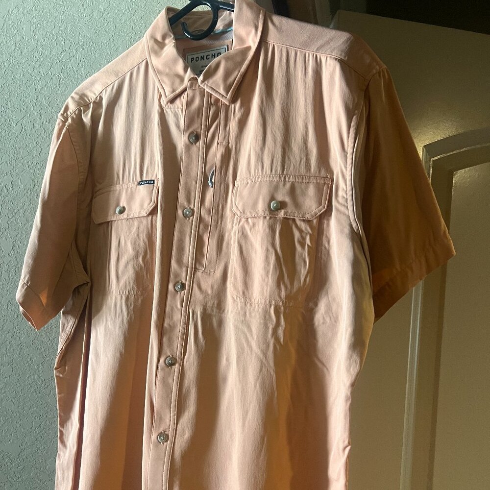 Poncho Orange Short Sleeve Button Up